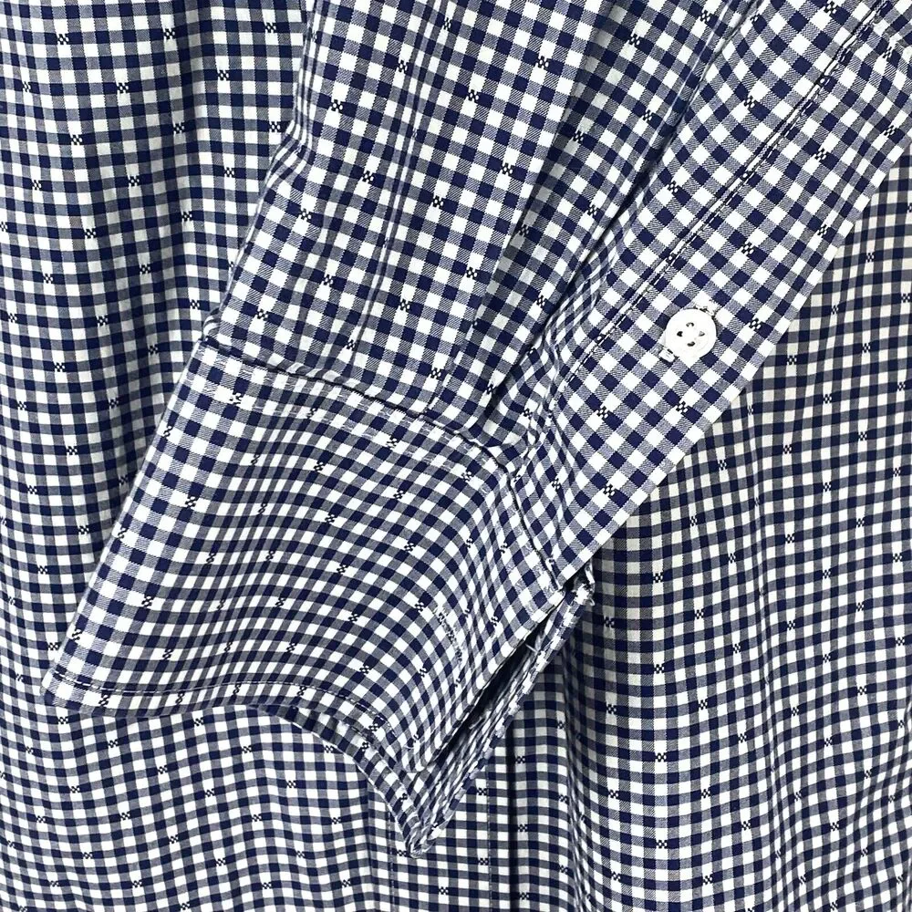 Tommy Hilfiger Dress Shirt Men's 17 34/35 Gingham Stretch Reg Fit Wrinkle Resist